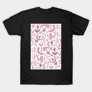 Vintage Aesthetic Minimalist Danish Pastel Abstract Design in Pink T-Shirt